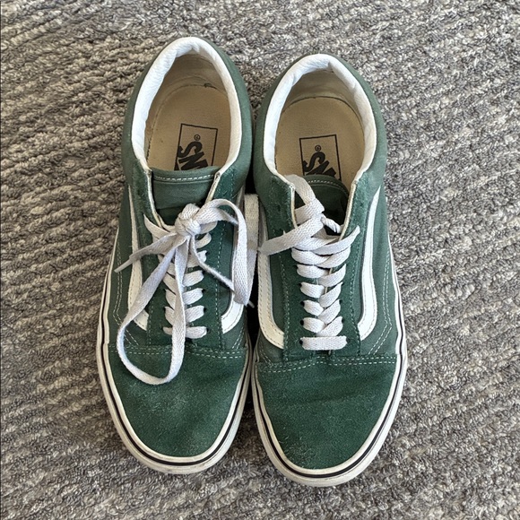 Vans Women’s Classic Green and White Suede Sneakers - Picture 1 of 6